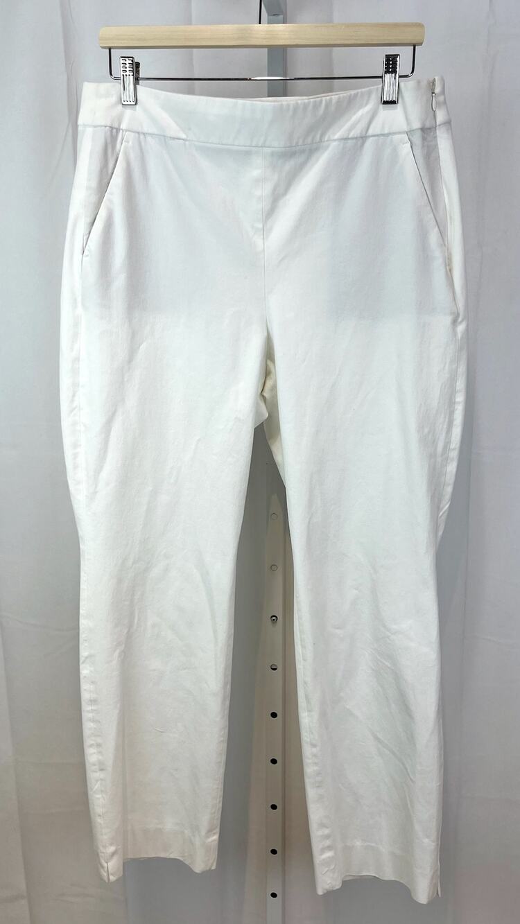 J.CREW Size 14 Tall 14T Remi Pants Flat Front Side Zip High Rise Cropped White